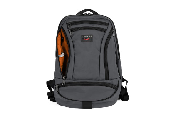 The Synapse 19 in Nebulous Grey (medium grey) Ballistic with Persimmon (dark orange with orange grid) 210 Cerylon interior.